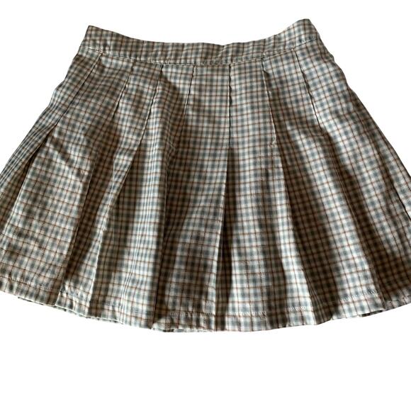 Hyfve plaid school girl skort size large junior sage, cream tan - Picture 5 of 5